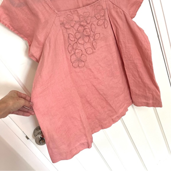 Juicy Couture Linen Rose Pink Short-Sleeve Blouse Size M - L - Picture 5 of 12